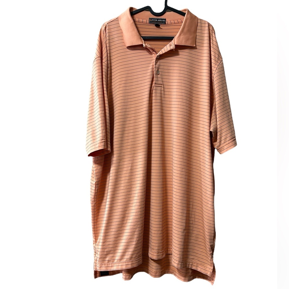 Peter Millar Peach Striped Polo Shirt